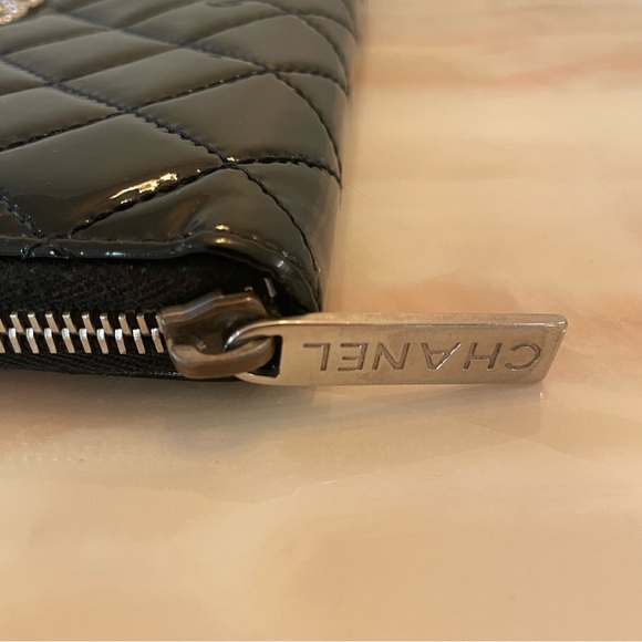 Chanel Quilted Patent Brilliant Zip Around Wallet Black - Picture 6 of 14